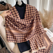 Classic Houndstooth Design Pashmina Thick Blanket Shawl Wrap