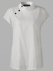 Women White Cotton Linen Shirt