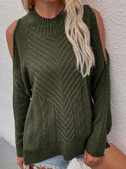 Elegant Women Cold Shoulder Knitted Loose Sweaters