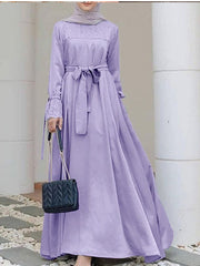 Abaya Hijab გრძელმკლავიანი ჩვეულებრივი მუსულმანური კაბა Maxi კაბები