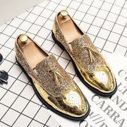 ოქროს მამაკაცის კაბები ფეხსაცმელი რბილი კომფორტული Brogue ფეხსაცმელი