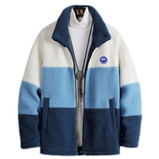 Men Winter Warm Blue Jacket Fleece Plus Size Parkas