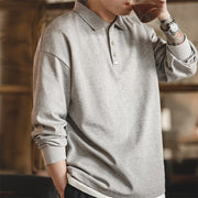 Stylish Cotton Lapel Plain Tops Polo Shirts