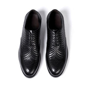 Cow Leather Business Striped Brogue Men Shoes