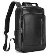 Black Cow Leather Laptop Backpack pou Gason