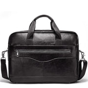 Cow Leather Black Office Briefcase Laptop Bag for Men