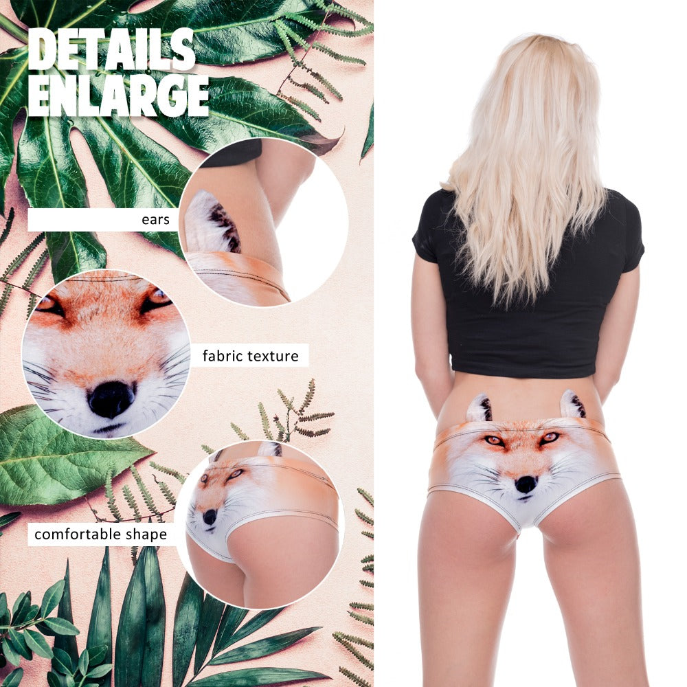 Women's Wolf Animal Print Sexy Bikini Briefs Soft Funny Underwear Shorts  Panties
