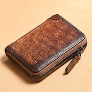 Men Genuine Leather RFID Anti-theft Multi-slot Retro Large Capacity Foldable Card Holder Wallet