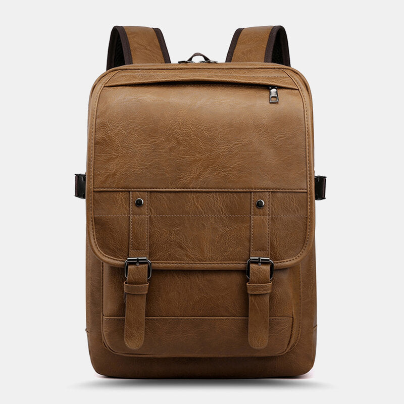 amazon leather backpack laptop Men PU Leather Multi-pocket Backpack Casual Travel Large Capacit Lapto – Come4Buy eShop