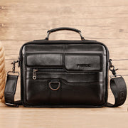 Men Genuine Leather Multi-pocket Crossbody Bags Large Capacity Retro 6.5 Inch Phone Bag Briefcase Shoulder Bag Handbag