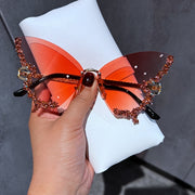 Ulleres de sol de luxe amb papallona de diamant Ulleres vintage per a dona