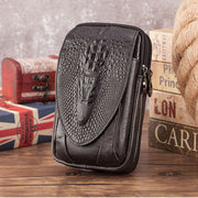 Men EDC Genuine Leather Retro 5.5 6.5 Inch Phone Holder Waist Belt Bag
