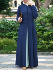пуговица в богемном стиле с длинными рукавами, контрастный цвет, шитье, мусульманка