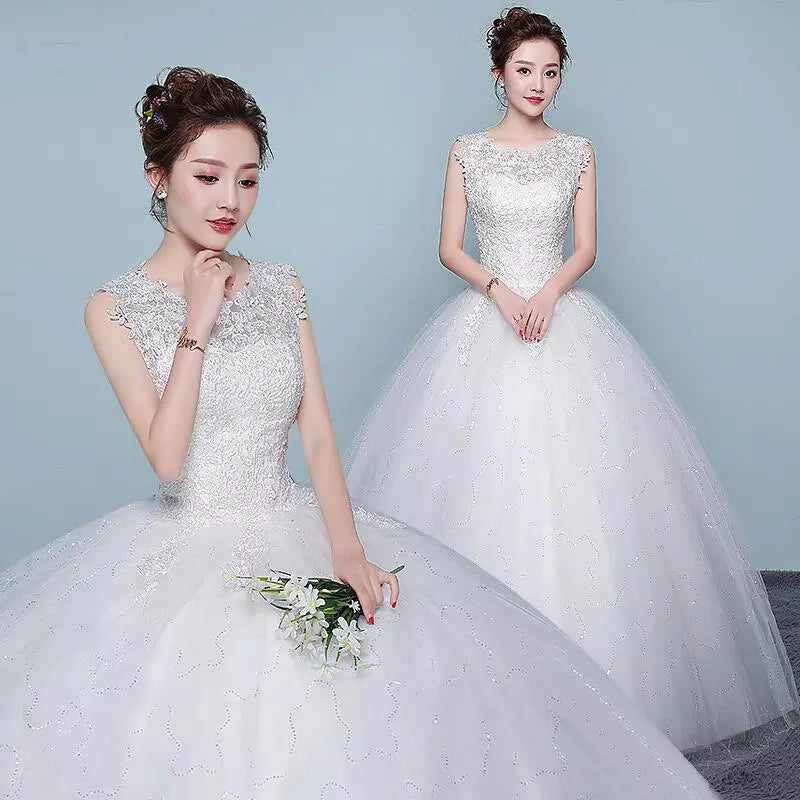Beads Lace Royal Wedding Dresses Princess Ball Gown Sheer Tulle Modern Bridal  Gowns – Ballbella