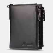 Men Short Bifold RFID Blocking Minimalist Wallet Retro Multi-card Slot Card Holder Cowhide Driver's License Wallet