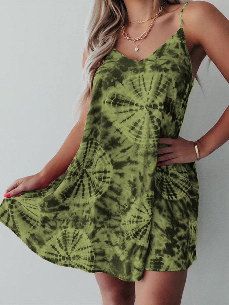 Holiday Tie-dye Print Beach Sling Dresses Women Mini Dress Come4Buy eShop Holiday Tie-dye Print Beach Sling Dresses Women Mini Dress Come4Buy eShop