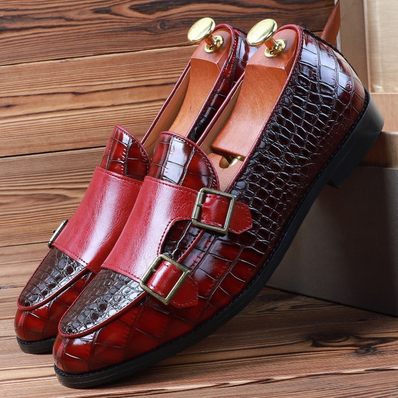 Men Dress Shoes-Alligator-Red