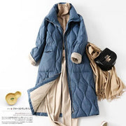Fashion Warm Coat Blå Casual Slim Puffer-jakke