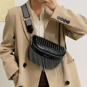 Fashion Women Tassel Sliver Faux Leather Archa Bag