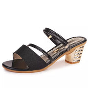 Female Sandals Party Shoe Square High Heels