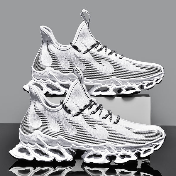 Sapatos esportivos com sola lâmina padrão coral branco fogo Gen-Z