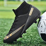 ស្បែកជើងបាល់ទាត់ Futsal Training High Cut Soccer Shoes Outdoor Sneaker