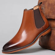 Genuine Leather Brown Men Chelsea Boots