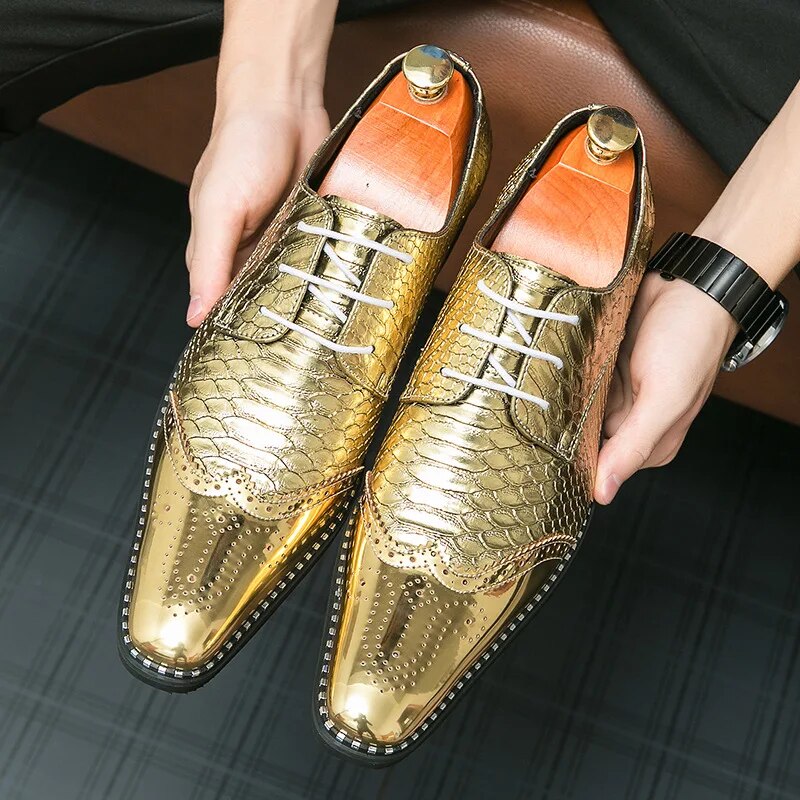 Stylish and Durable Gold Brogue Oxford Leather Shoes for Men – Come4Buy eShop Stylish and Durable Gold Brogue Oxford Leather Shoes for Men – Come4Buy eShop