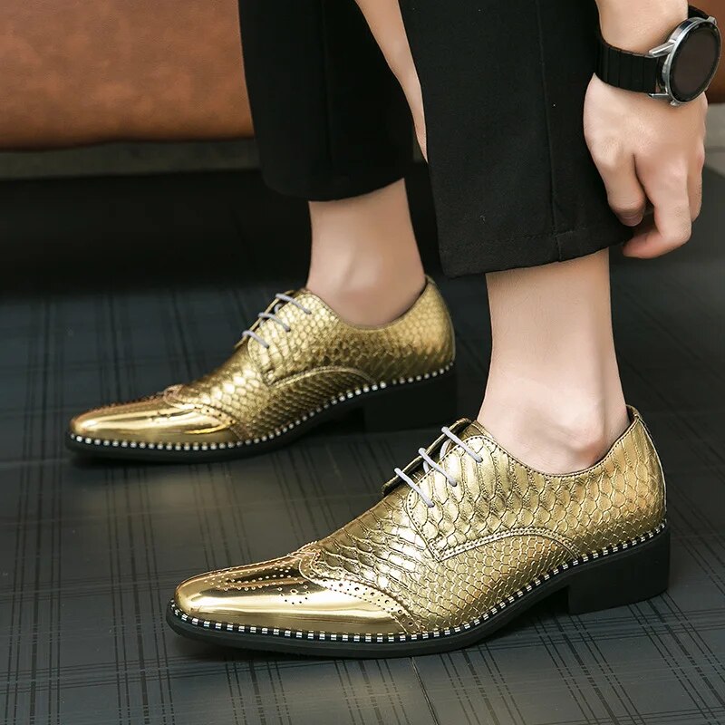 Stylish and Durable Gold Brogue Oxford Leather Shoes for Men Come4Buy eShop Stylish and Durable Gold Brogue Oxford Leather Shoes for Men Come4Buy eShop
