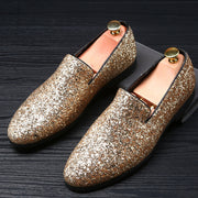 Gold Paillette Men Loafer Dress Shoes