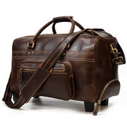 Genuine Leather Hand Luggage Travel Bag Rollers Handbags