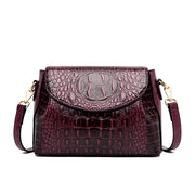 Burgundy Shoulder Women Bag Crocodile Pattern Bag