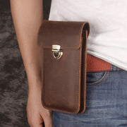 Kožené puzdro na tašku do pása pre iPhone Samsung Pouch Bag 10 x 17.5 cm