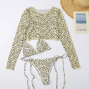 Комплект бикини с леопардовым принтом, комплект из 3 предметов, купальный костюм