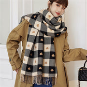 Luxury Plaid Scarf Cashmere Thick Shawl With Tassel