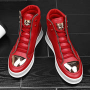 奢华红色运动鞋男士平底嘻哈运动鞋
