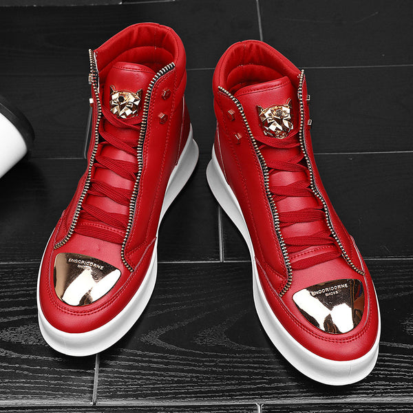נעלי סניקרס אדומות יוקרתיות לגברים סניקרס שטוחות היפ הופ
