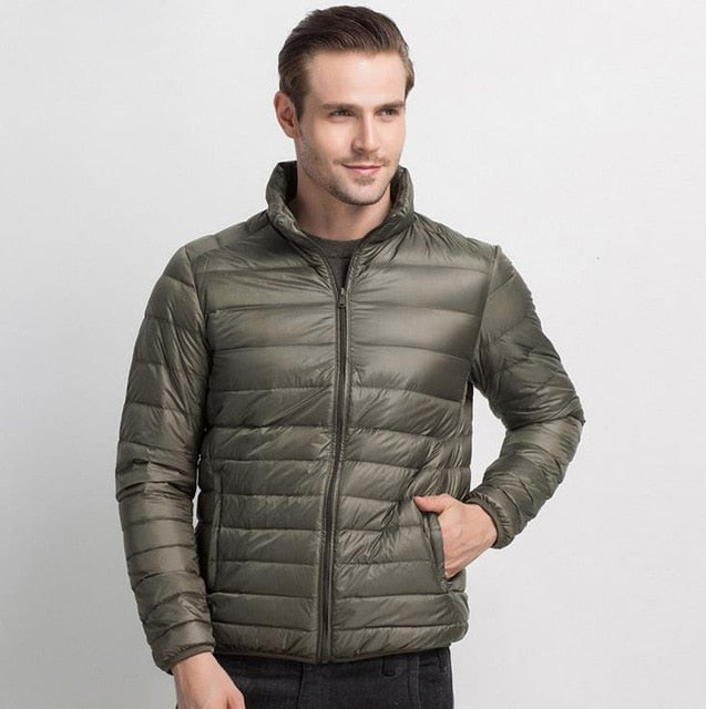 Lightweight Down Jacket Men Packable Down Coat Puffer Jacket Mens Ultra  Light Down Filled Jackets Men's Padded Puffa Slim Fit Quilted Stand Collar  Jackets Bubble Coats Parka Winter 55 Downs Green M :
