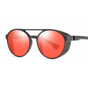 Óculos masculinos com proteção lateral, armação de plástico, lentes espelhadas góticas, óculos de sol
