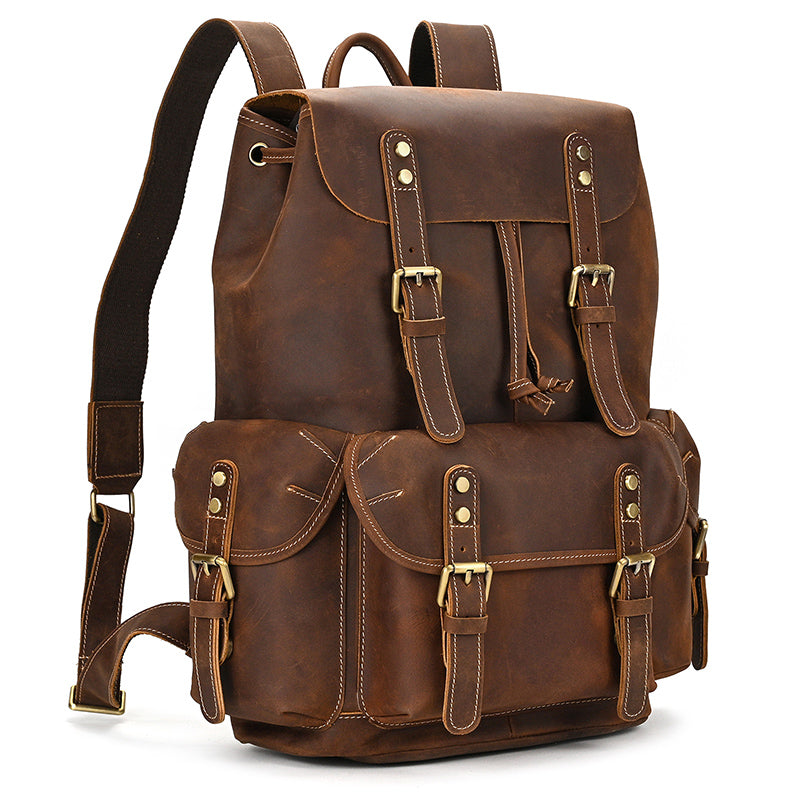 crazy horse mens leather backpack Men Backpack Crazy Horse Cow Leather Travel Bag – Come4Buy eShop