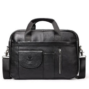 Men Briefcases Laptop Bags Black Cow Leather Handbag