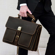 Men Business Briefcase Cow Leather 15 inch Laptop Bag
