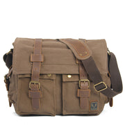 Txiv neej Canvas Leather Laptop Briefcase Travel Shoulder Bag