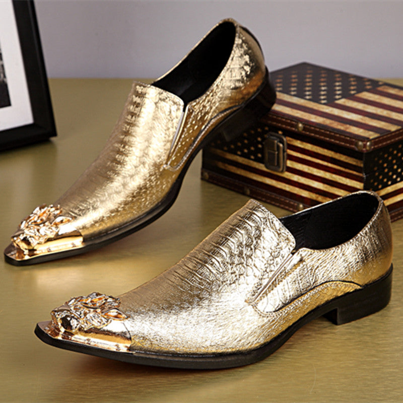 mens gold dress loafers Men Classic Dress Loafers Outdoor Slip On Golden Silver Shoes – Come4Buy eShop