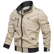 Men Khaki Bomber Jackets Cotton Slim Outwear