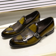 Classic Men Loafers Olive Green Shoes