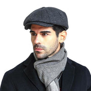 Men Wool Octagonal hat Vintage British Brim Caps Berets