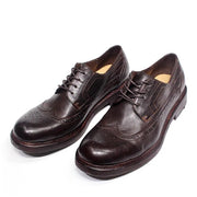 Mens Derby Dress Shoes Soft Calfskin Genuine Leather Wingtip