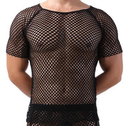 Sexy mesh doorzichtige T-shirts voor heren | T-shirts met korte mouwen en O-hals