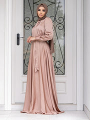 Muslim Women Dress Kaftan Solid Long Dresses